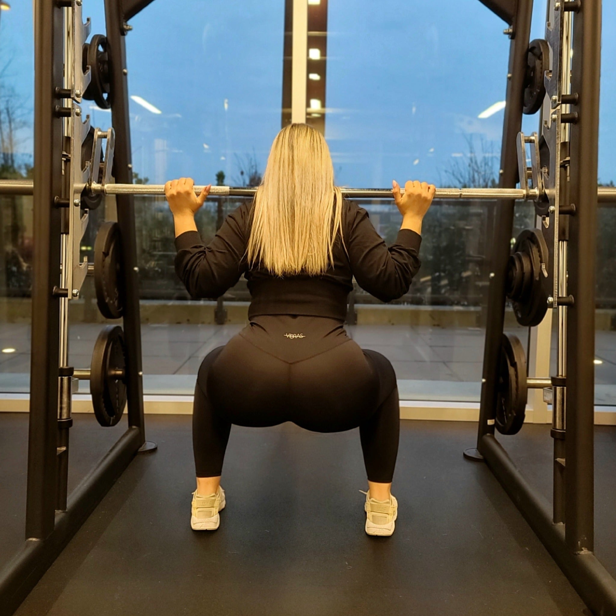 Squatting in outlet compression tights